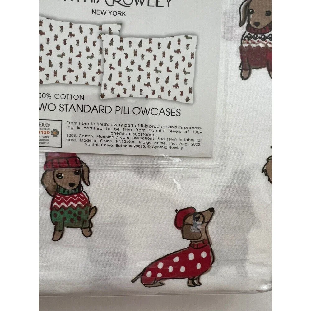 Christmas Dachshund Doxie Standard Pillowcases Cotton Set Of 2 Cynthia Rowley